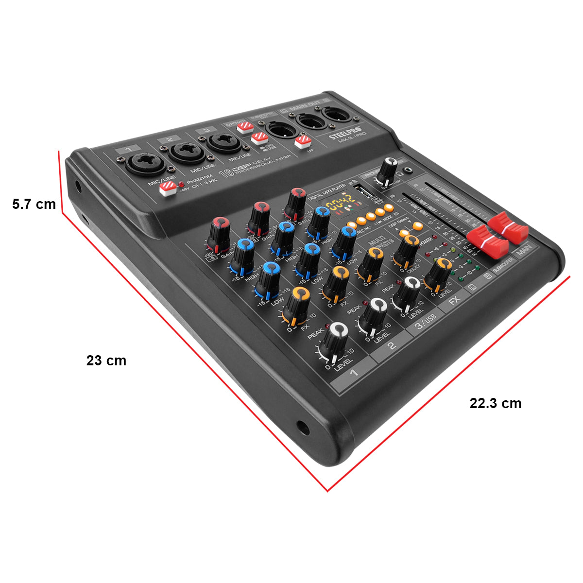 Mezcladora 4 Canales 3+subwoofer Xlr Bluetooth Usb Steelpro