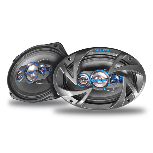 Par De Bocina para auto De 6x9 5 Vias Full Range / Suspensión doble / Omicron By Steelpro Color negro con azul