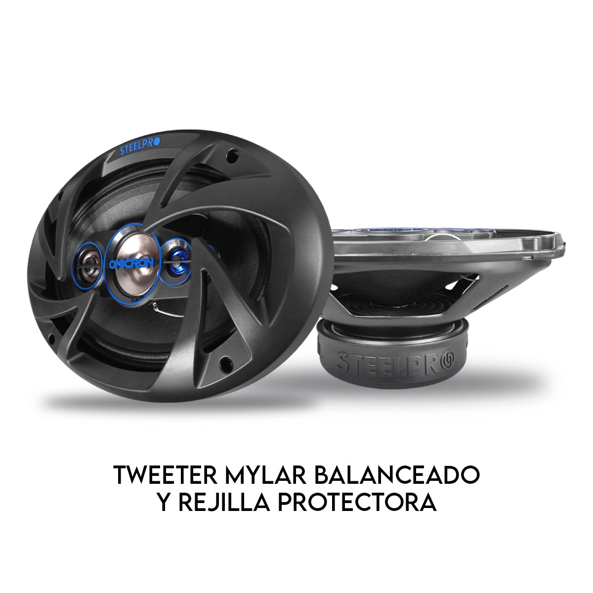 Par De Bocina para auto De 6x9 5 Vias Full Range / Suspensión doble / Omicron By Steelpro Color negro con azul