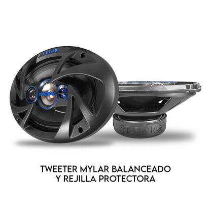 Par De Bocina para auto De 6x9 5 Vias Full Range / Suspensión doble / Omicron By Steelpro Color negro con azul