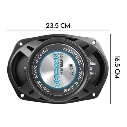 Par De Bocina para auto De 6x9 5 Vias Full Range / Suspensión doble / Omicron By Steelpro Color negro con azul