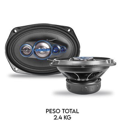 Par De Bocina para auto De 6x9 5 Vias Full Range / Suspensión doble / Omicron By Steelpro Color negro con azul