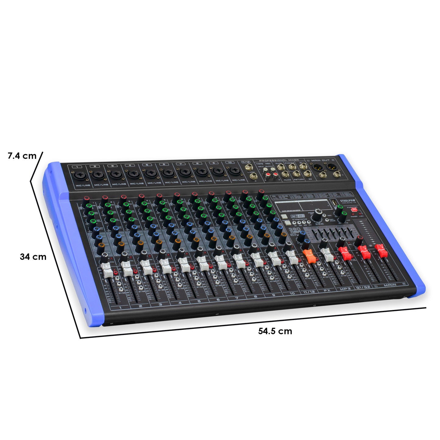 MIX-ALTO 12 Mezcladora Profesional 12 Canales 380 Efectos Bluetooth Usb Steelpro
