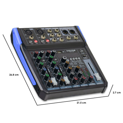 Mezcladora Audio 6 Canales 99 Efectos Bluetooth By Steelpro
