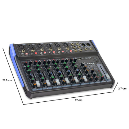 MIX 100 Mezcladora Profesional 10 Canales 99 Efectos Bluetooth Usb Steelpro