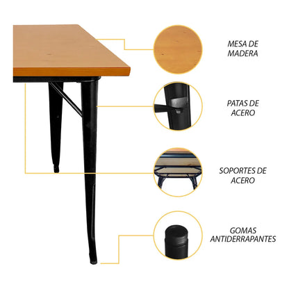 Mesa De Comedor Tolix Rectangular 120x80 By Bellair