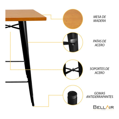 Mesa Tolix Metalica Periquera Alta Restaurante Bar Bellair