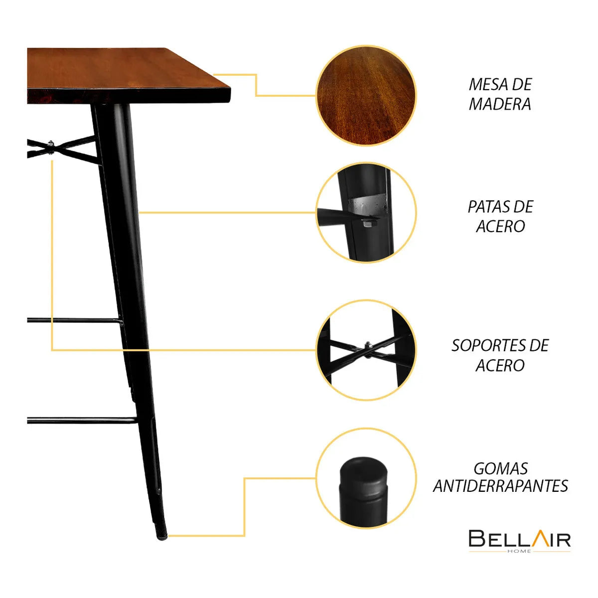 Mesa Tolix Metalica Periquera Alta Restaurante Bar Bellair