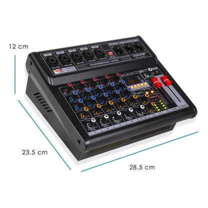 Mezcladora 5 Canales Tarjeta De Sonido Amplificada Steelpro