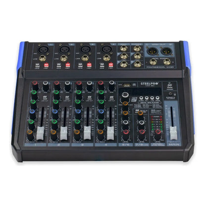 Mezcladora Mixer De 10 Ch 99 Efectos Bluetooth Usb- Steelpro