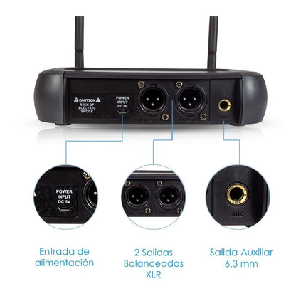 Microfono Inalambrico Kit Steelpro Uhf-707 Profesional Color Negro