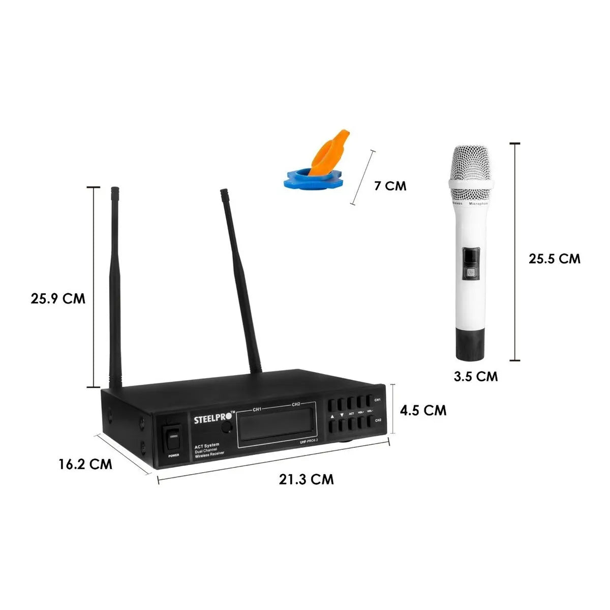Microfono Uhf Profesional Blanco Frecuen Multicanal Steelpro