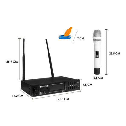 Microfono Uhf Profesional Blanco Frecuen Multicanal Steelpro