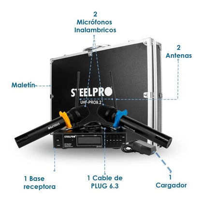 Microfono Uhf Profesional Steelpro Frecuencia Multicanal