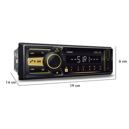 Autoestéreo 1 Din Steelpro NANO-090 Bluetooth 100W x4 USB FM Control Volante 4 RCA Subwoofer