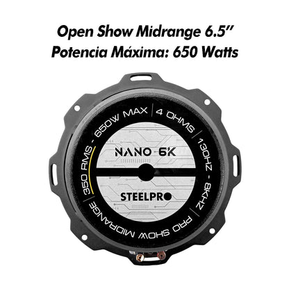 Medio Rango Nano 6.5pulg Open Show Alto Spl Steelpro Negro