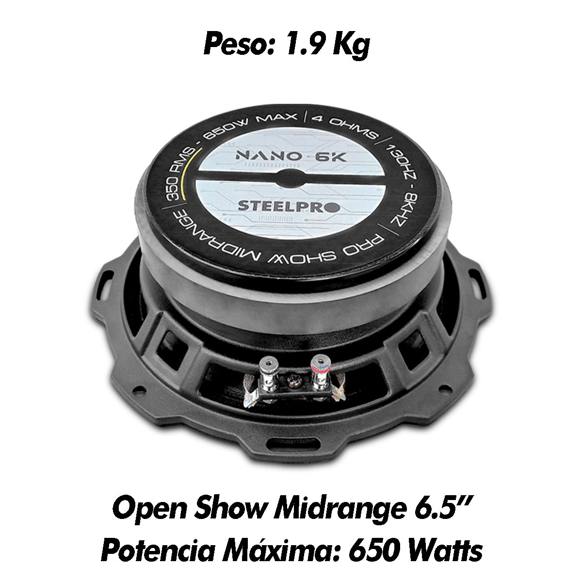 Medio Rango Nano 6.5pulg Open Show Alto Spl Steelpro Negro