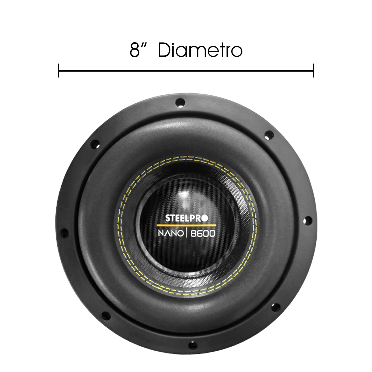 Subwoofer 8puLG Steelpro Nano8600 2500w Doble Bobina Color Negro