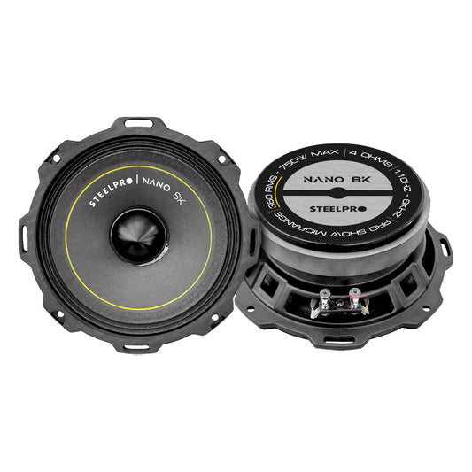 Par De Medio Rango Nano 8puLG Open Show Alto Spl Steelpro Color Negro