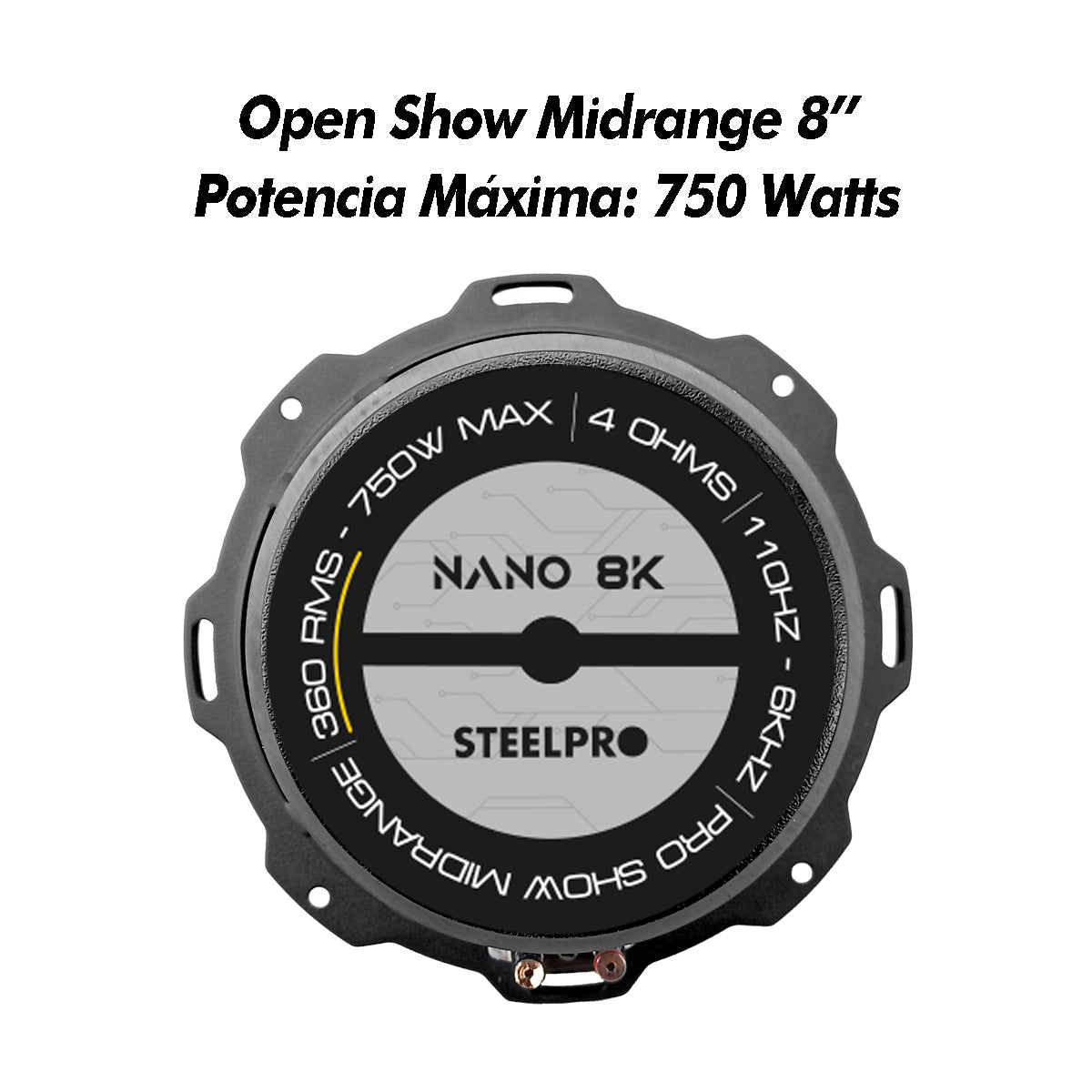 Par De Medio Rango Nano 8puLG Open Show Alto Spl Steelpro Color Negro