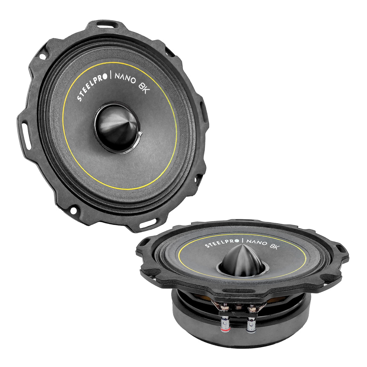 Par De Medio Rango Nano 8puLG Open Show Alto Spl Steelpro Color Negro