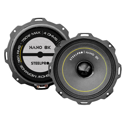 Par De Medio Rango Nano 8puLG Open Show Alto Spl Steelpro Color Negro