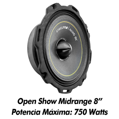 Par De Medio Rango Nano 8puLG Open Show Alto Spl Steelpro Color Negro
