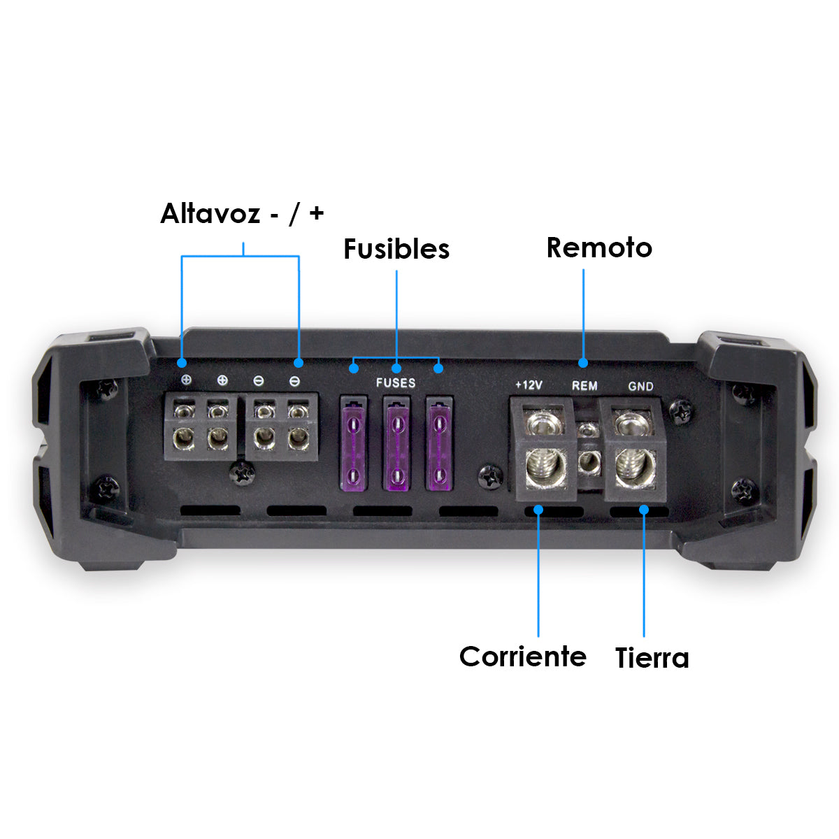 Amplificador Nano 4500 Clase D Steelpro para Subwoofer Monoblock Bass 4500W MAX 1 Ohm estable Alto Rendimiento Open Show, LPF, Bass Boost 12 dB,Filtro Subsonico, Fase Variable, Control de Bajo