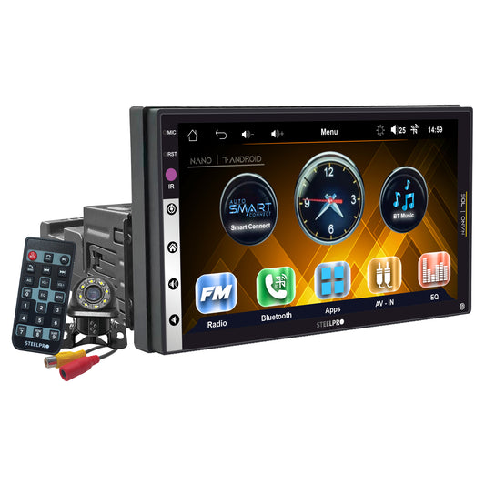 NANO-706 Autoestéreo 1 DIN Pantalla HD 7 Pulgadas Touch Bluetooth Mirror Link Doble USB RCA Cámara Reversa Control Volante Multimedia Nano By Steelpro