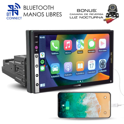 NANO-706 Autoestéreo 1 DIN Pantalla HD 7 Pulgadas Touch Bluetooth Mirror Link Doble USB RCA Cámara Reversa Control Volante Multimedia Nano By Steelpro