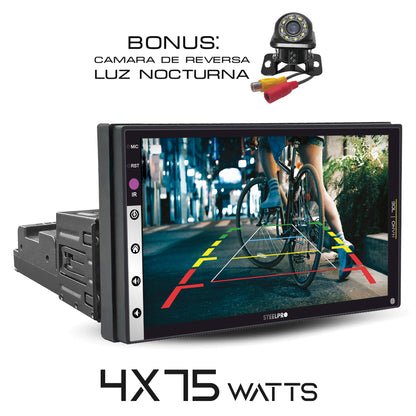 NANO-706 Autoestéreo 1 DIN Pantalla HD 7 Pulgadas Touch Bluetooth Mirror Link Doble USB RCA Cámara Reversa Control Volante Multimedia Nano By Steelpro