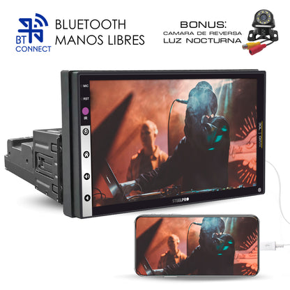 NANO-706 Autoestéreo 1 DIN Pantalla HD 7 Pulgadas Touch Bluetooth Mirror Link Doble USB RCA Cámara Reversa Control Volante Multimedia Nano By Steelpro