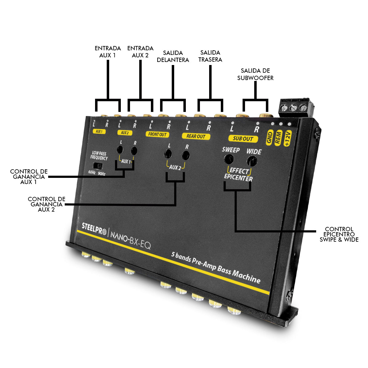 Ecualizador Pre-amp 5 Bandas Efecto Epicentro 9volt Steelpro