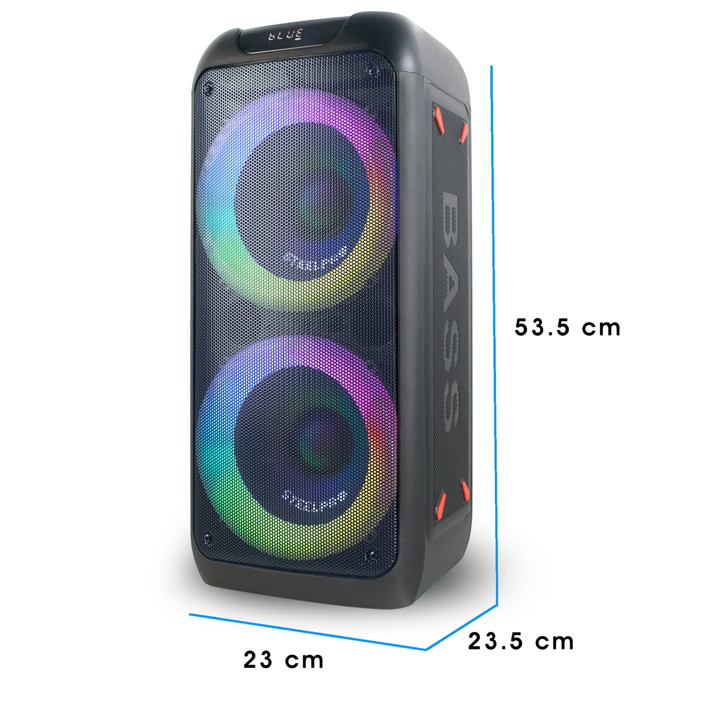 NEBULA-PRO Bocina Portatil Inalambrica Bluetooth 2x8 400W Suspension De Aire Bateria Recargable Enlace TWS Luces Kamaleon USB Micro SD Radio FM Auxiliar Steelpro
