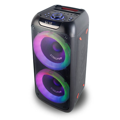 NEBULA-PRO Bocina Portatil Inalambrica Bluetooth 2x8 400W Suspension De Aire Bateria Recargable Enlace TWS Luces Kamaleon USB Micro SD Radio FM Auxiliar Steelpro