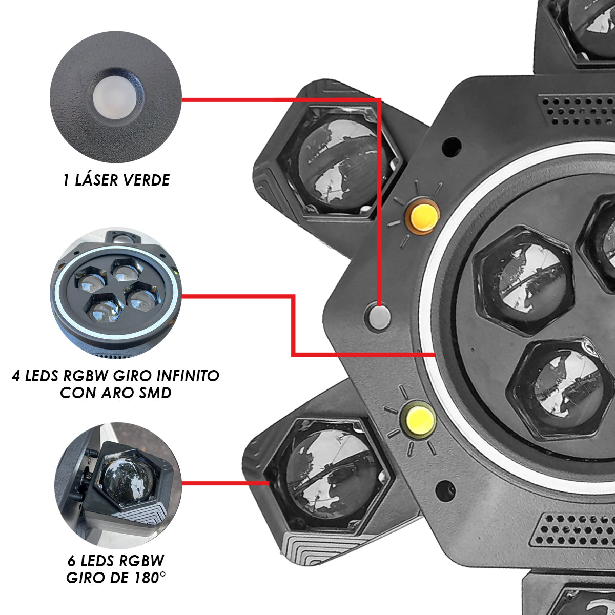 AIRTREK-H Cabeza Robótica Beam Giratorio Led Rgbw Con Laser Steelpro
