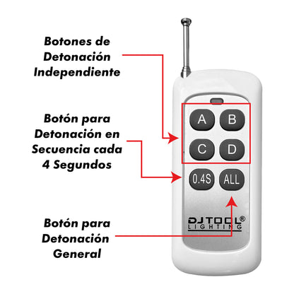 PYRO-4 Sistema De Pirotecnia Inalámbrico 4 Chisperos Steelpro