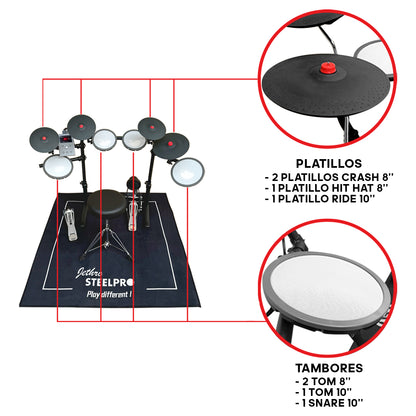 Batería Eléctrica 10 Cuerpos Bluetooth Nitro 9.1 Steelpro Color Negro