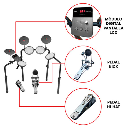Batería Electrónica De 9 Cuerpos Steelpro Nitro-Pro-9 Musical