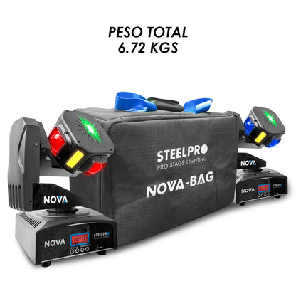 Par de Cabezas Roboticas Rgbw Giro Infinito+laser Verde Steelpro