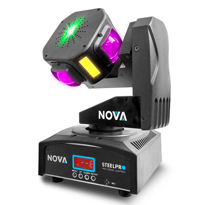Par Cabeza Robotica Rgbw Giro Infinito+laser Verde Steelpro