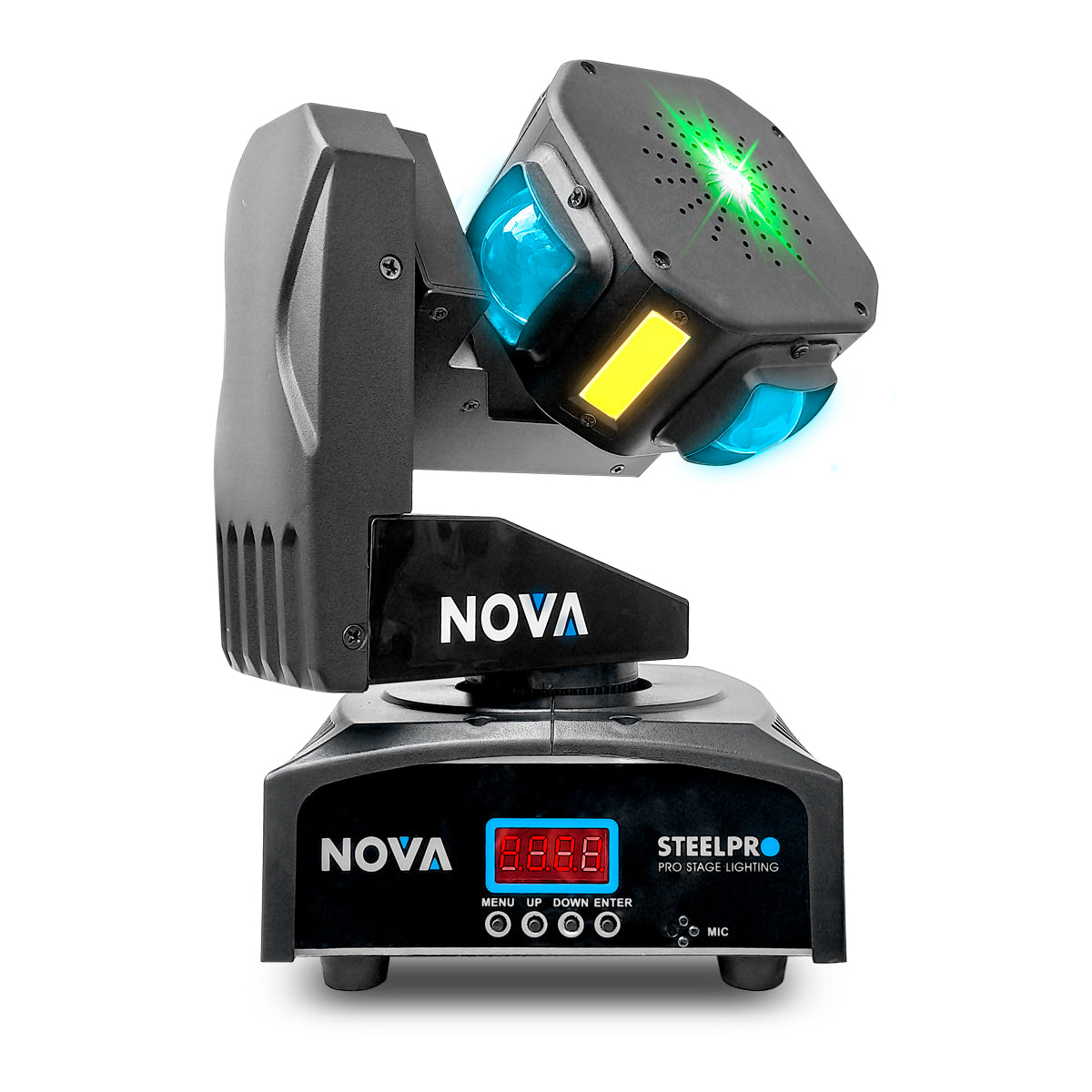 Par Cabeza Robotica Rgbw Giro Infinito+laser Verde Steelpro