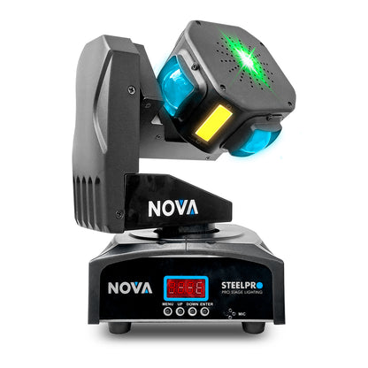 Par Cabeza Robotica Rgbw Giro Infinito+laser Verde Steelpro