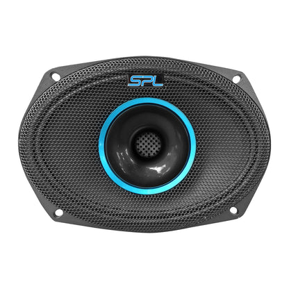 Bocina 6.x9 Cono Azul Plateado 1300w De Potencia By Steelpro Negro
