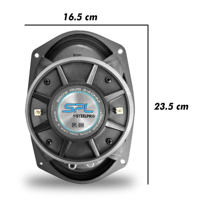Bocina 6.x9 Cono Azul Plateado 1300w De Potencia By Steelpro Negro