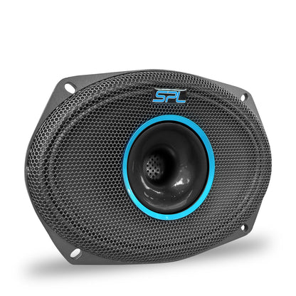 Bocina 6.x9 Cono Azul Plateado 1300w De Potencia By Steelpro Negro