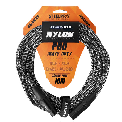 Cable Xlr 10m Balanceado Profesional Macho - Hembra NX-BLK-10M Steelpro