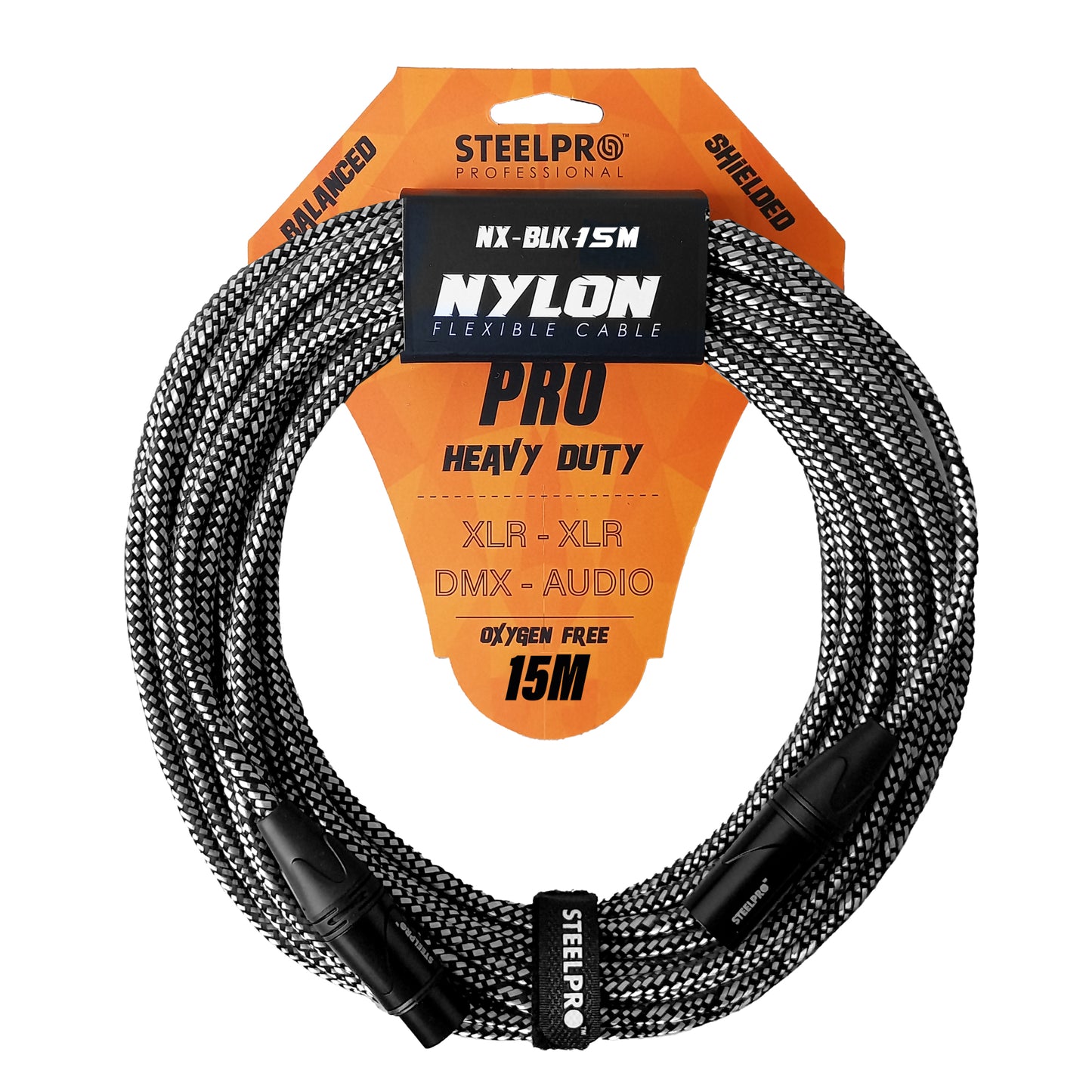 Cable Xlr 15m Balanceado Profesional Macho - Hembra NX-BLK-15M Steelpro