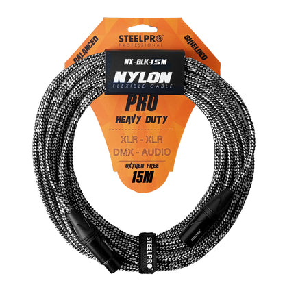 Cable Xlr 15m Balanceado Profesional Macho - Hembra NX-BLK-15M Steelpro