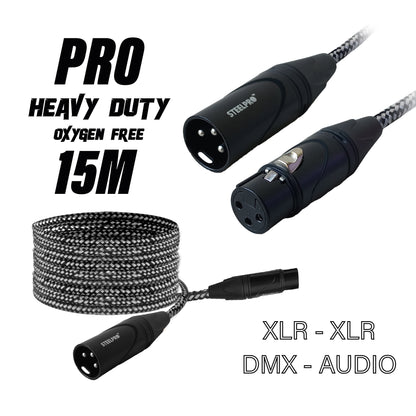 Cable Xlr 15m Balanceado Profesional Macho - Hembra NX-BLK-15M Steelpro